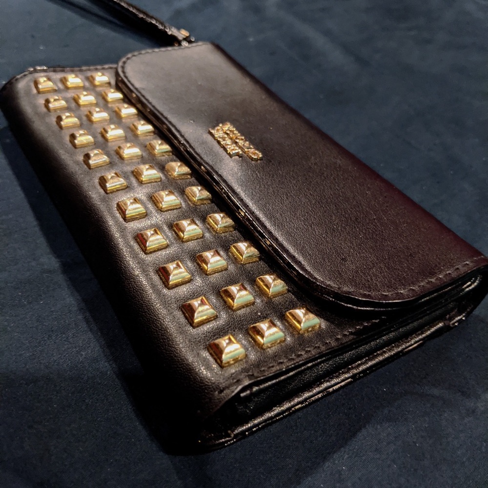 Black Victoria’s Secret gold studded wallet clutch